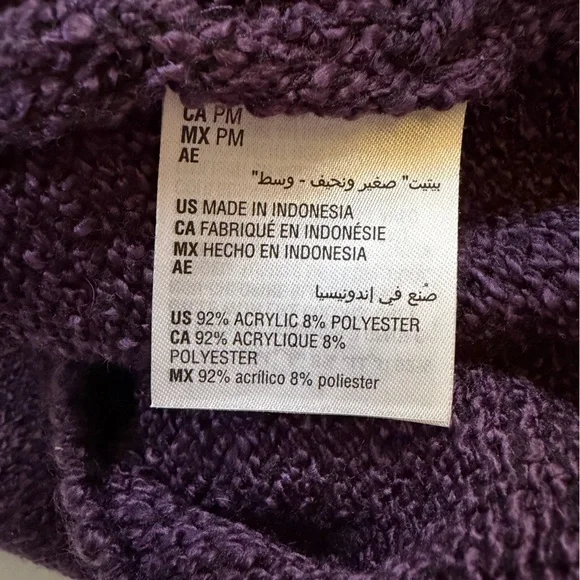 Karen Scott size medium petite purple mock neck cable knitted sweater - Picture 6 of 6